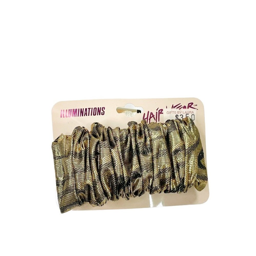 Vintage 80s Gold Scrunchie Hair Barrette Clip- Illuminations Hair Wear- NOS